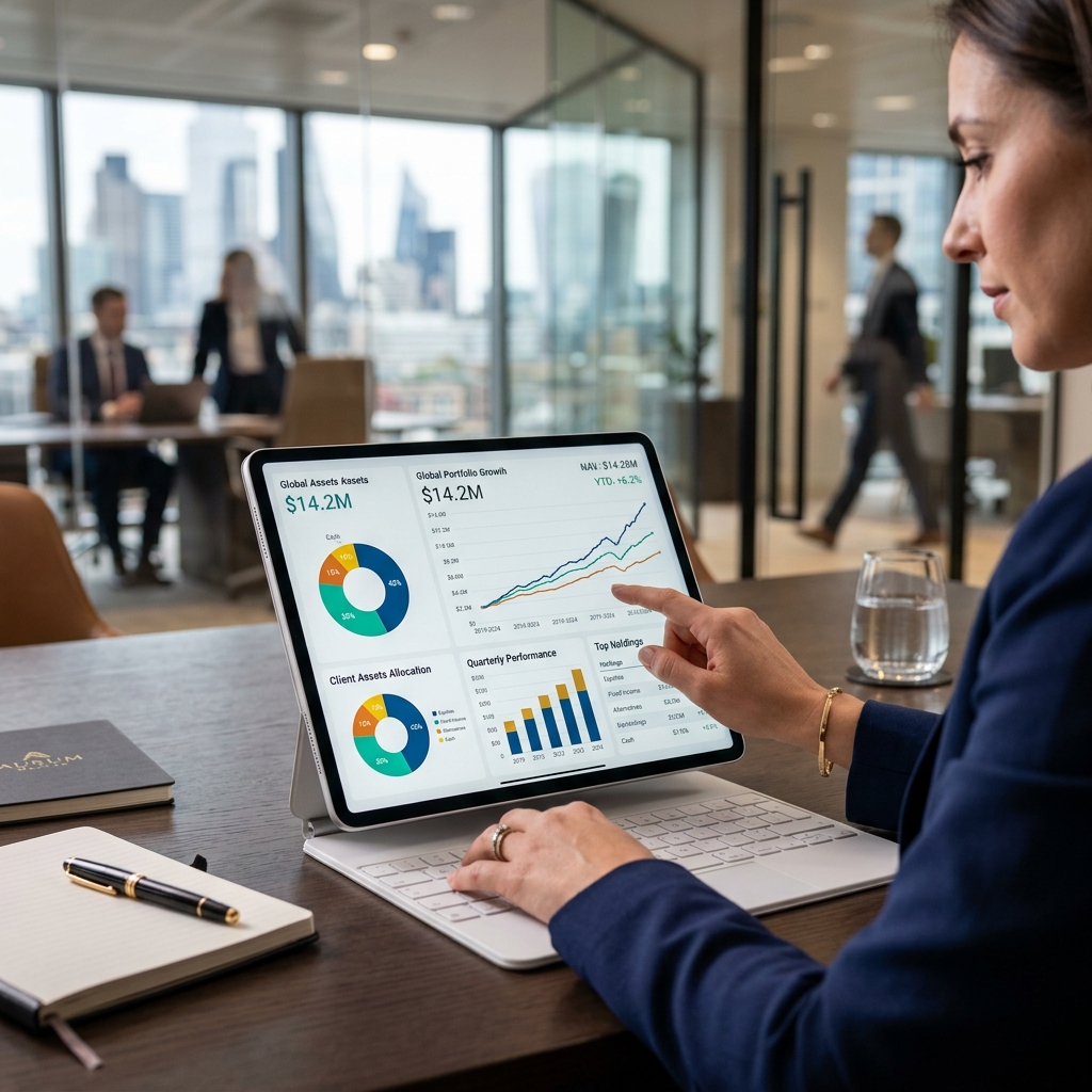 Wykresy finansowe i analiza giełdowa na tablecie